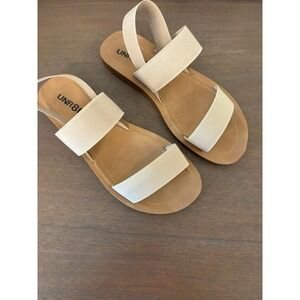 UNR8ED‎ Flat Slingback Sandals Womens Size 8 Beige Elastic Strap Casual